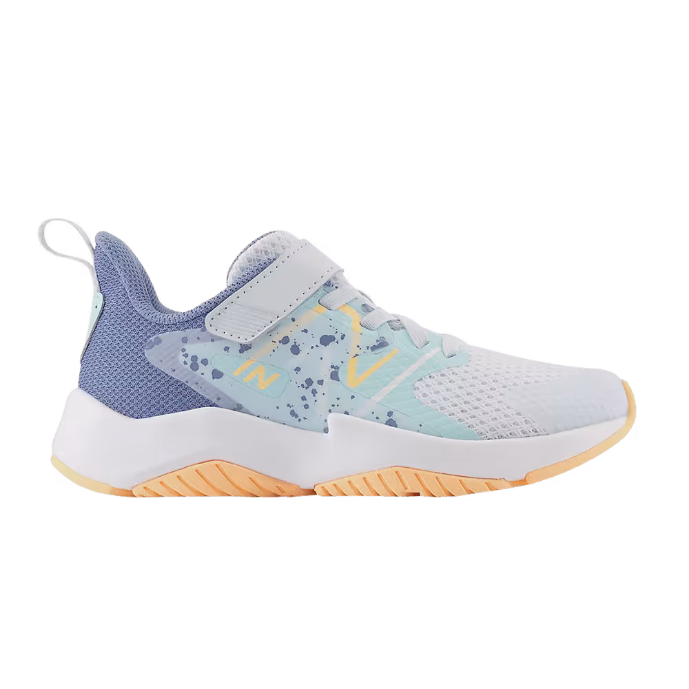 New Balance Rave Run v2 Bungee Lace Top Strap Big Kid Ice Blue Solar Flare