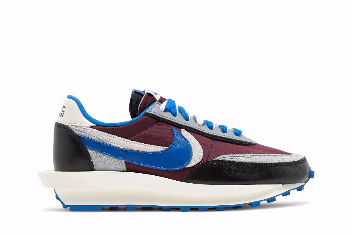 sacai x Undercover x Nike LDWaffle Night Maroon Team Royal, view 2