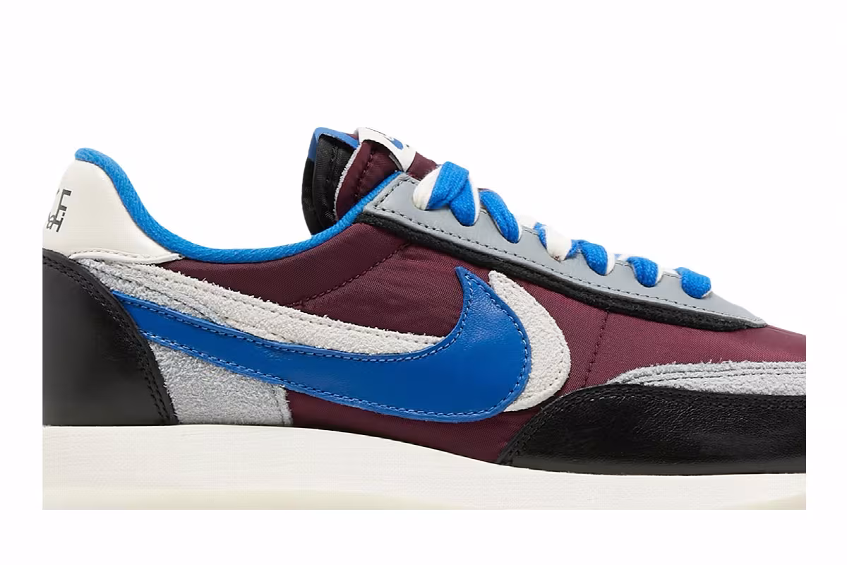 sacai x Undercover x Nike LDWaffle Night Maroon Team Royal, view 3
