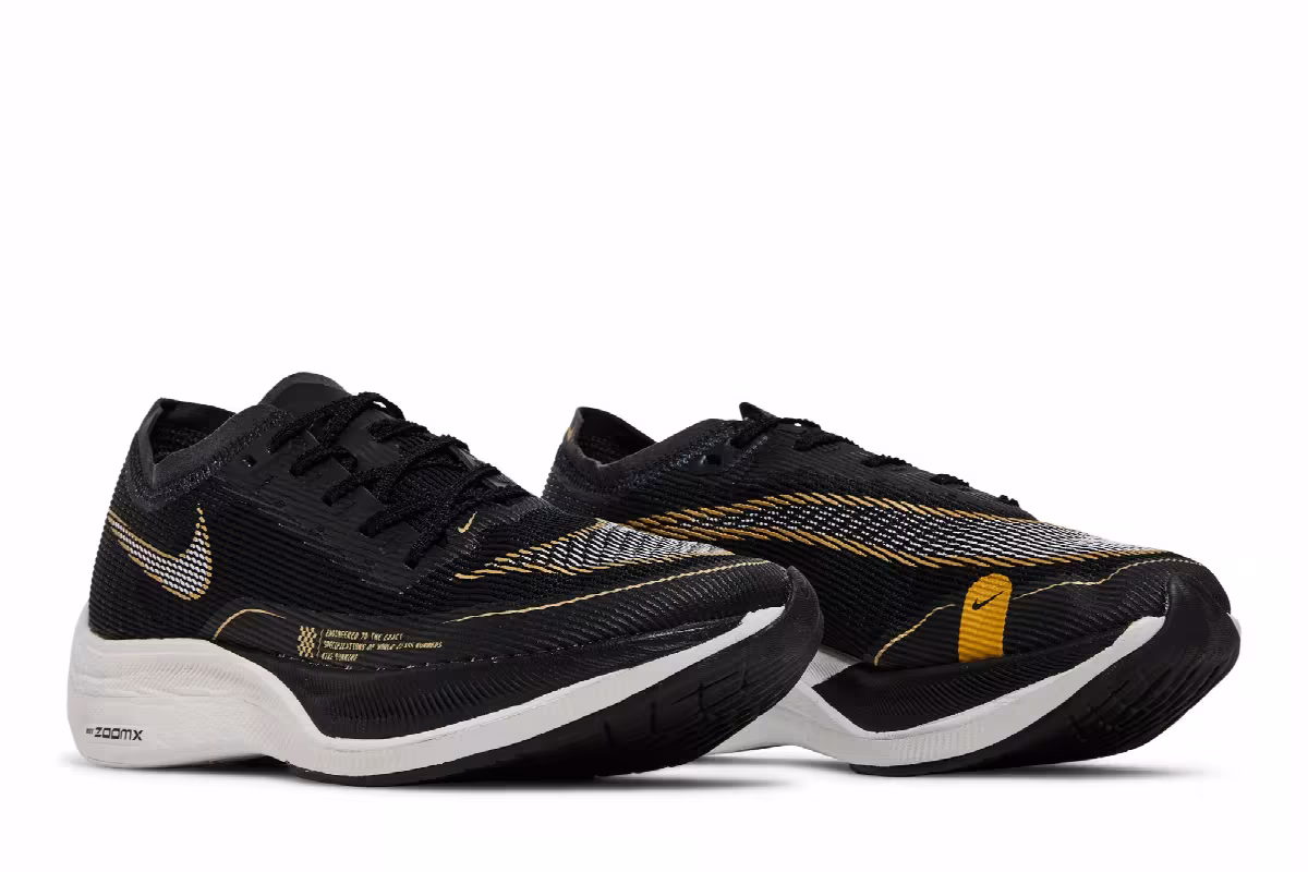 Nike Women's ZoomX Vaporfly NEXT% 2 Black Metallic Gold Coin, view 9
