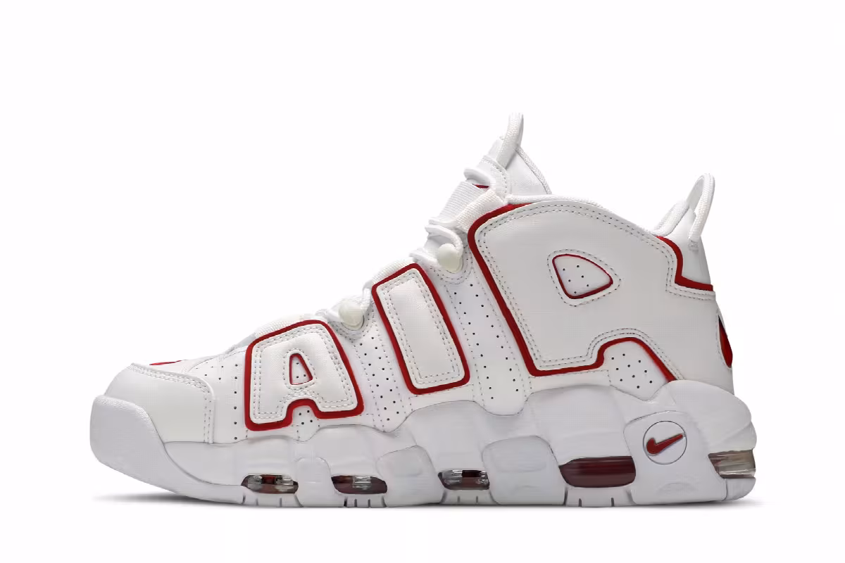 Nike Air More Uptempo White Varsity Red 2021, view 4