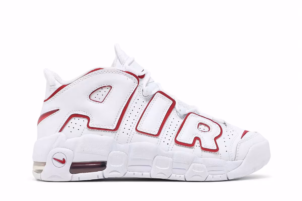 Nike Air More Uptempo GS White Varsity Red 2021, view 2