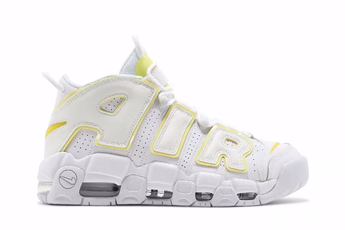 Nike Women's Air More Uptempo Light Citron, view 2