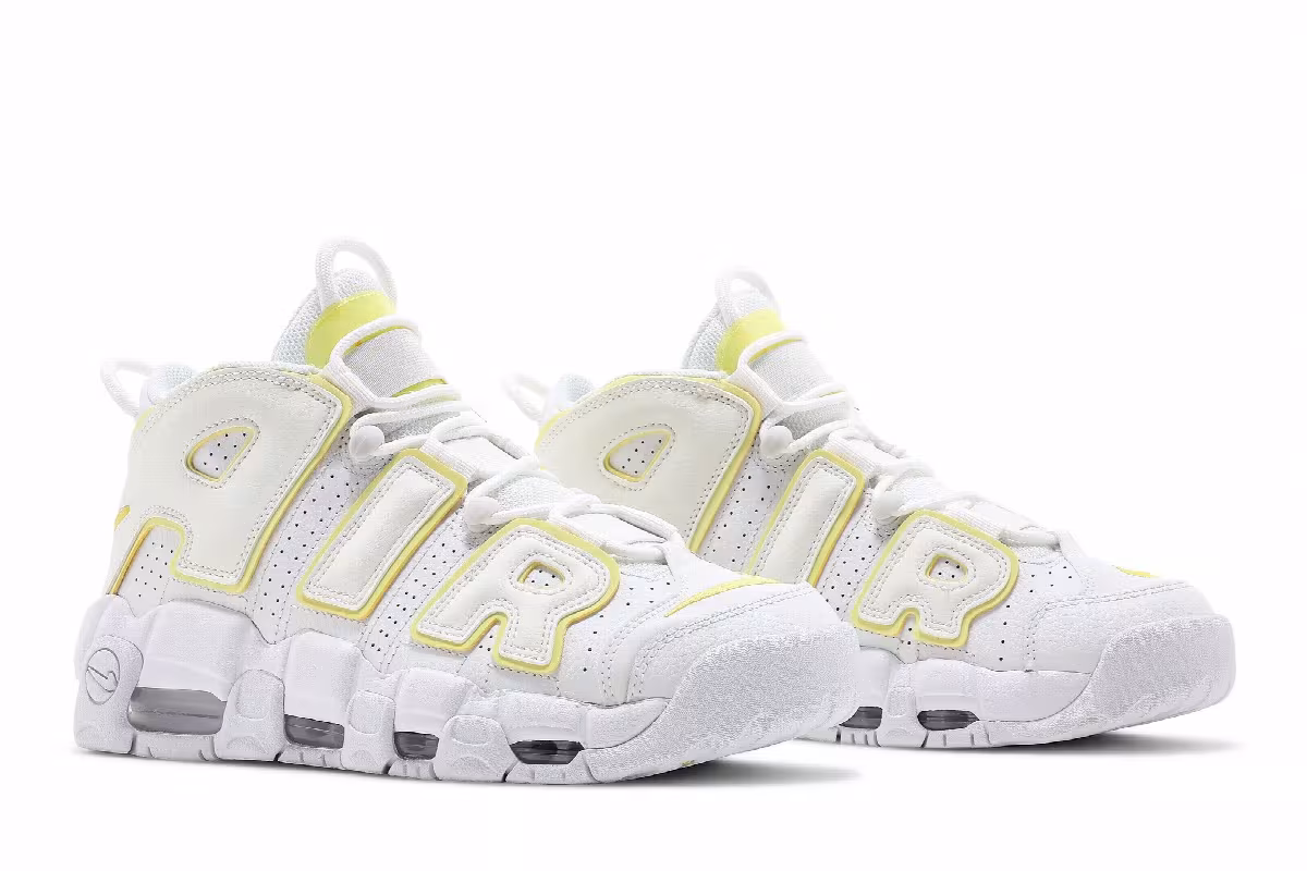 Nike Women's Air More Uptempo Light Citron, view 9
