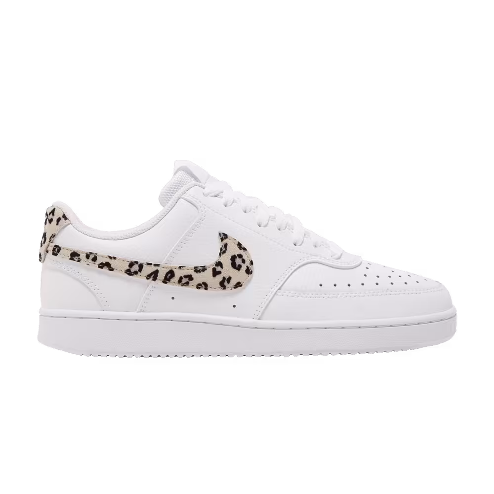 Nike Women's Court Vision Low Leopard Swoosh - White