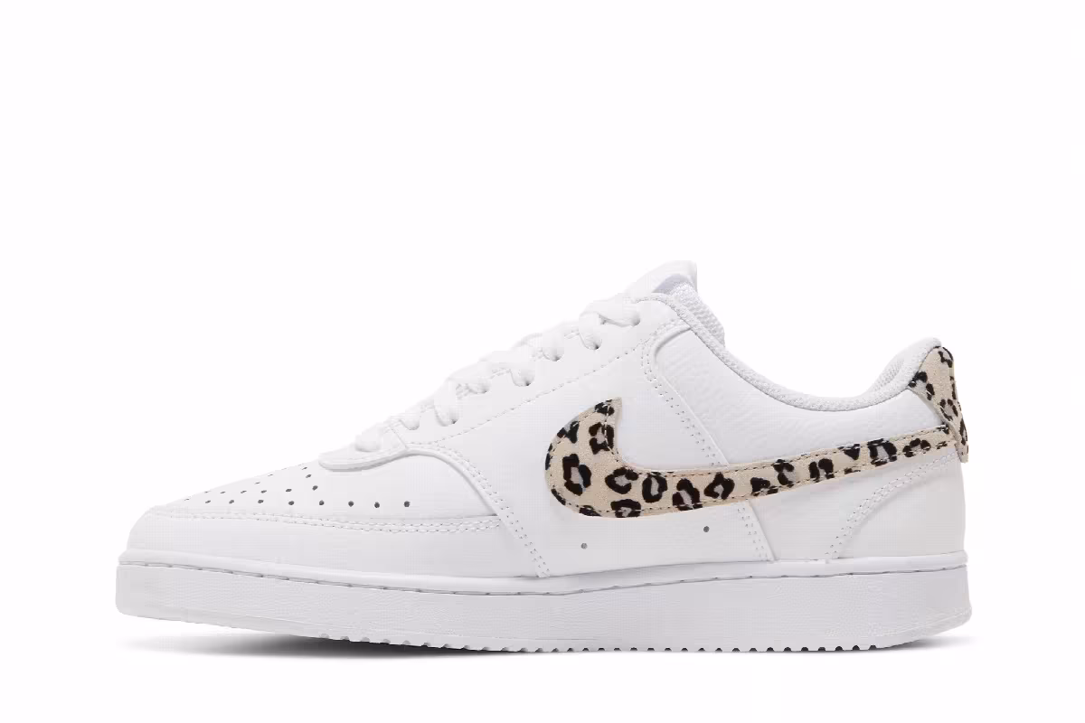 Nike Women's Court Vision Low Leopard Swoosh - White, view 4