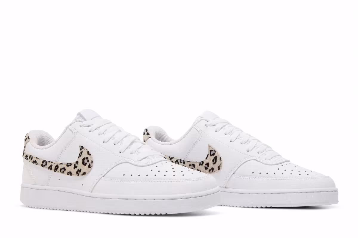 Nike Women's Court Vision Low Leopard Swoosh - White, view 9