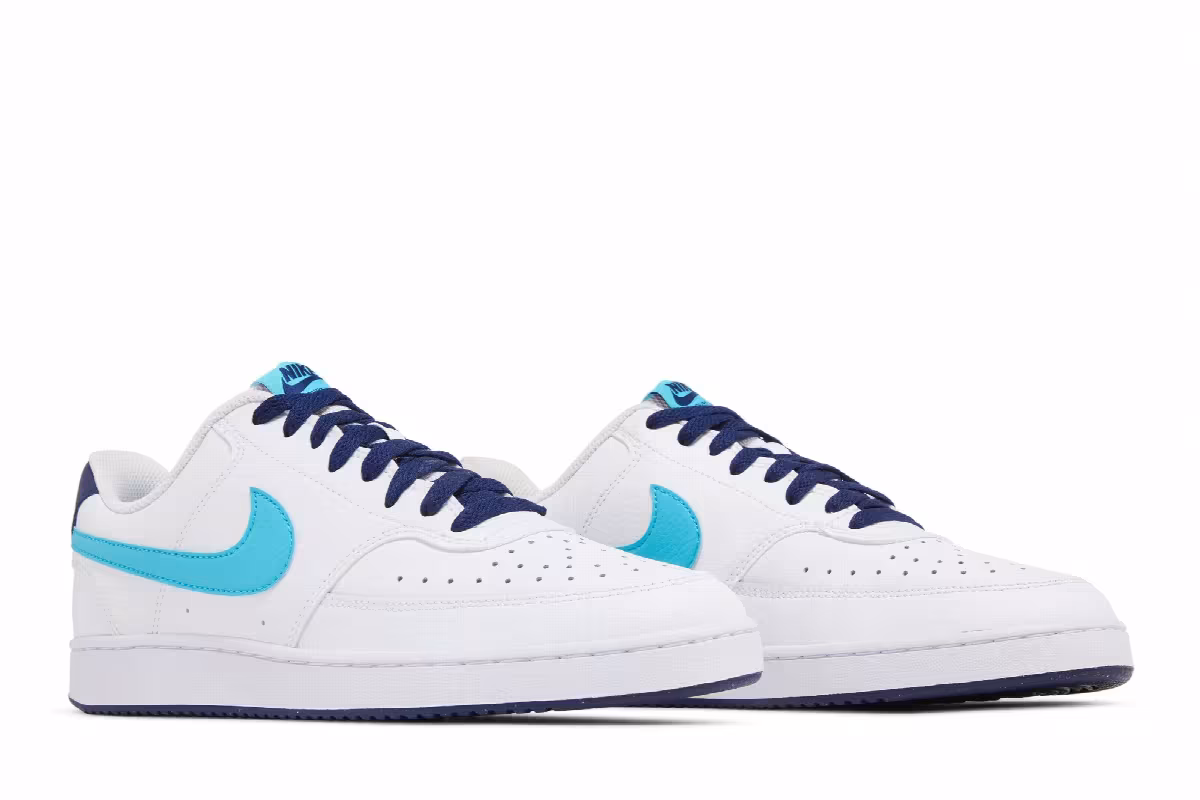 Nike Court Vision Low White Turquoise Blue, view 9