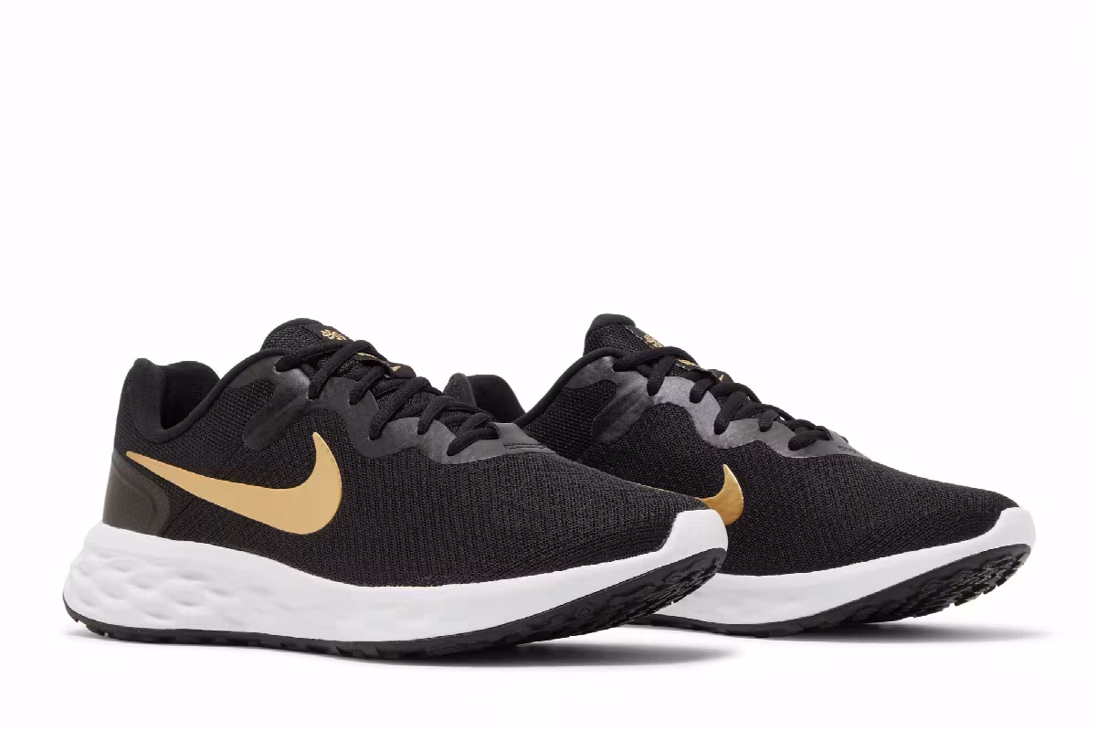 Nike Revolution 6 Black Metallic Gold, view 9