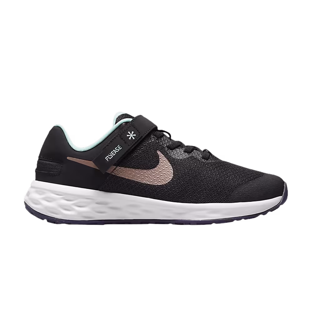 Nike Revolution 6 FlyEase GS Black Metallic Red Bronze