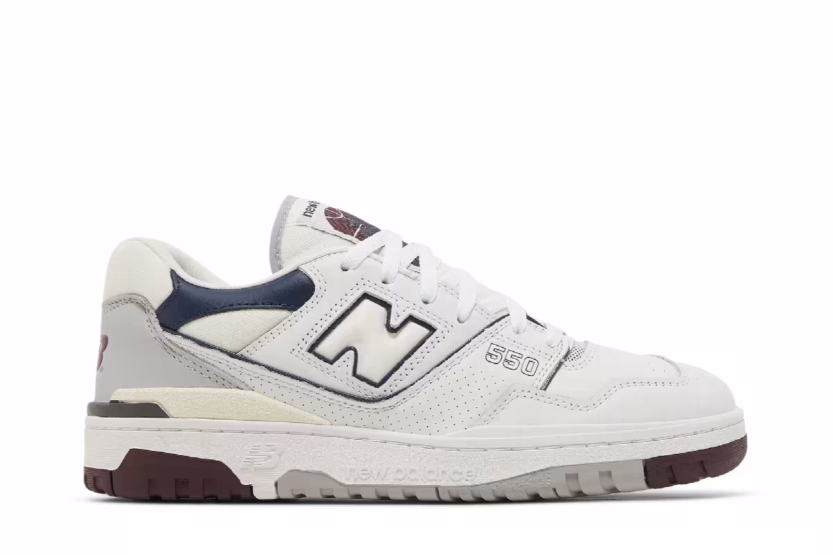 New Balance 550 White Indigo Burgundy, view 2