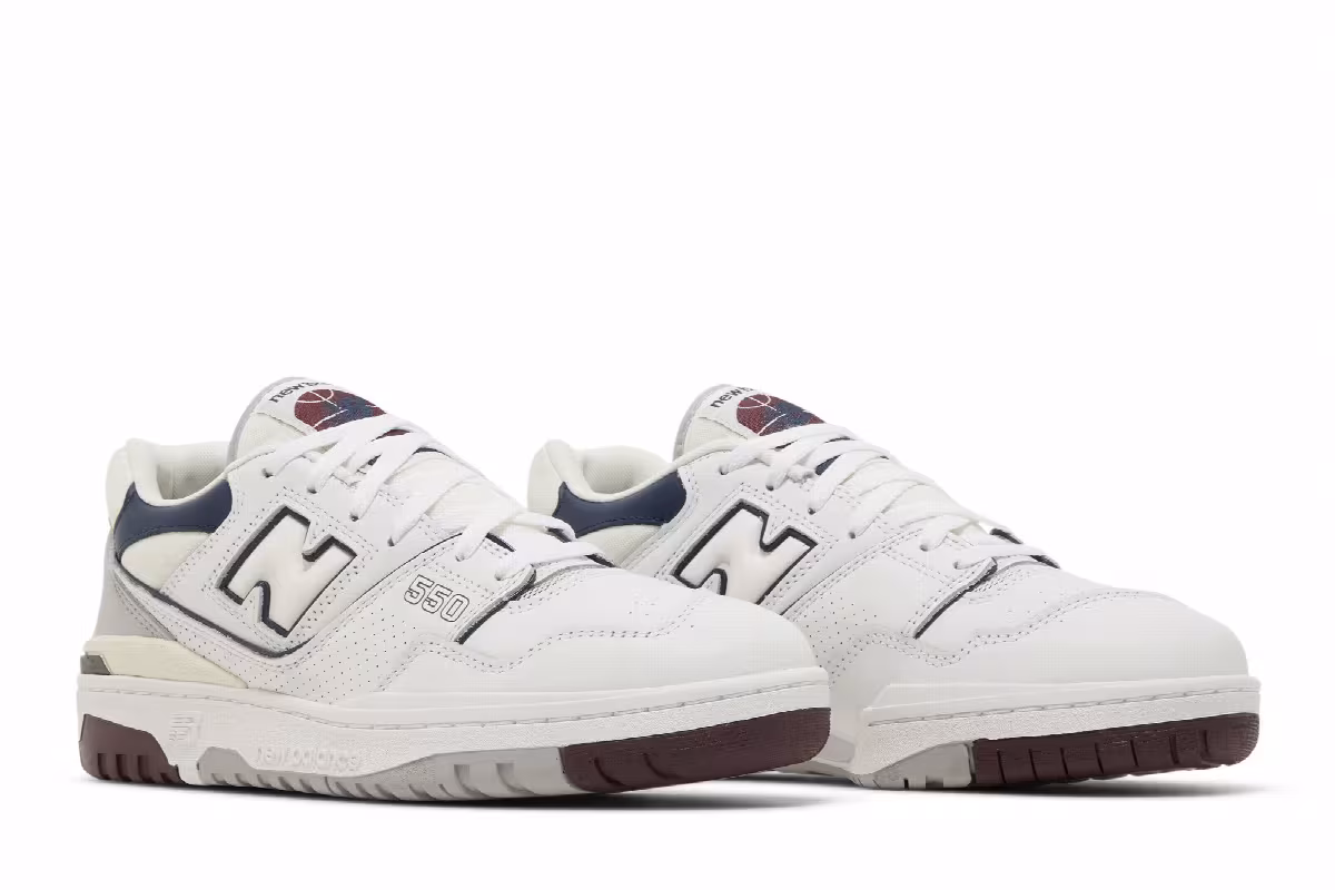New Balance 550 White Indigo Burgundy, view 9