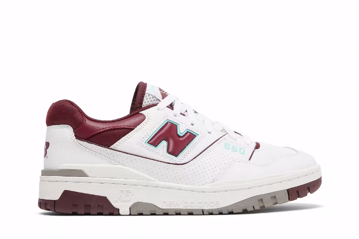 New Balance 550 Burgundy Turquoise, view 2