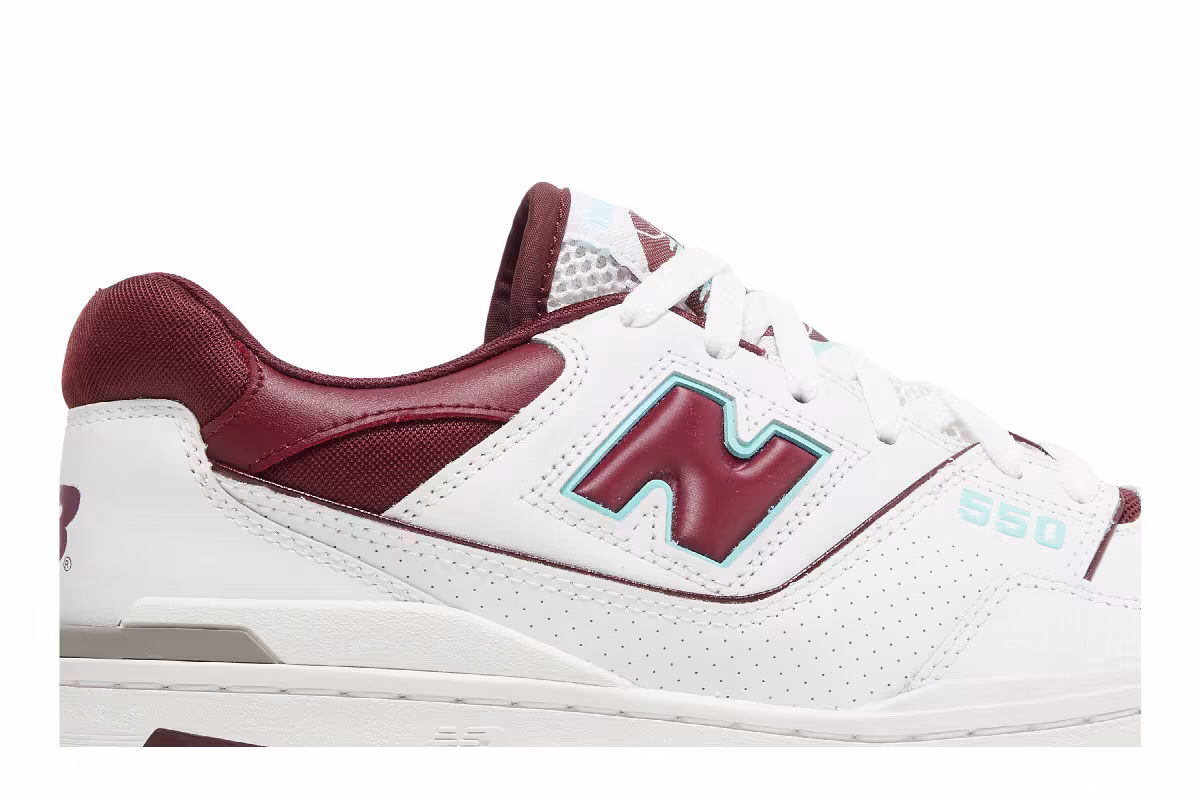 New Balance 550 Burgundy Turquoise, view 3