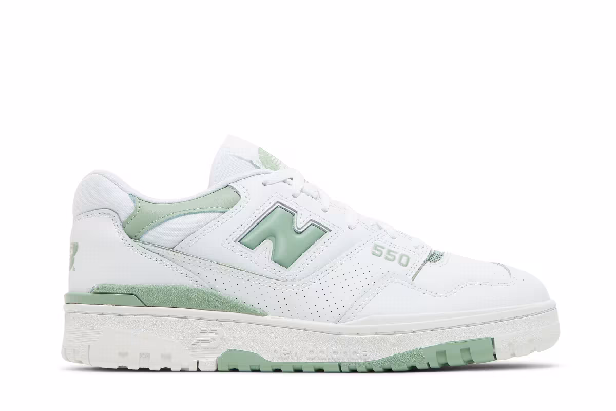 New Balance 550 White Mint Green, view 2