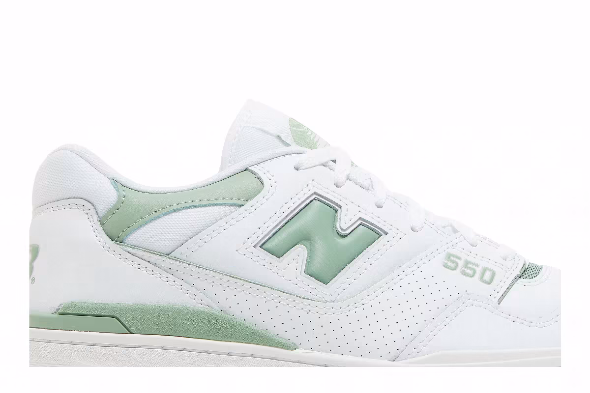 New Balance 550 White Mint Green, view 3