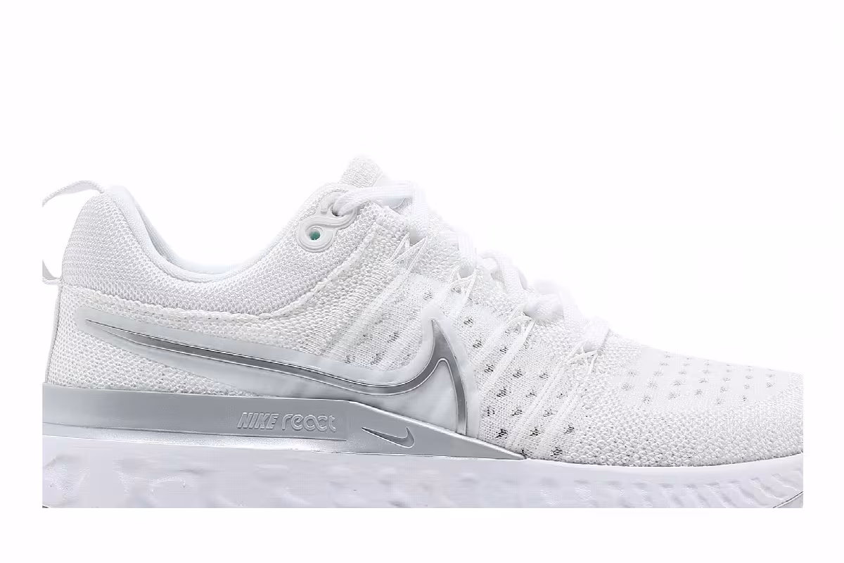 Nike Women's React Infinity Run Flyknit 2 White Metallic Silver, view 3