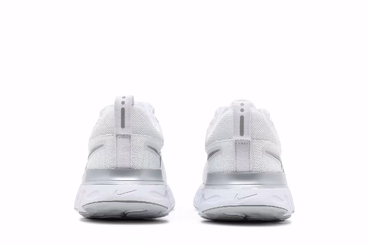 Nike Women's React Infinity Run Flyknit 2 White Metallic Silver, view 7