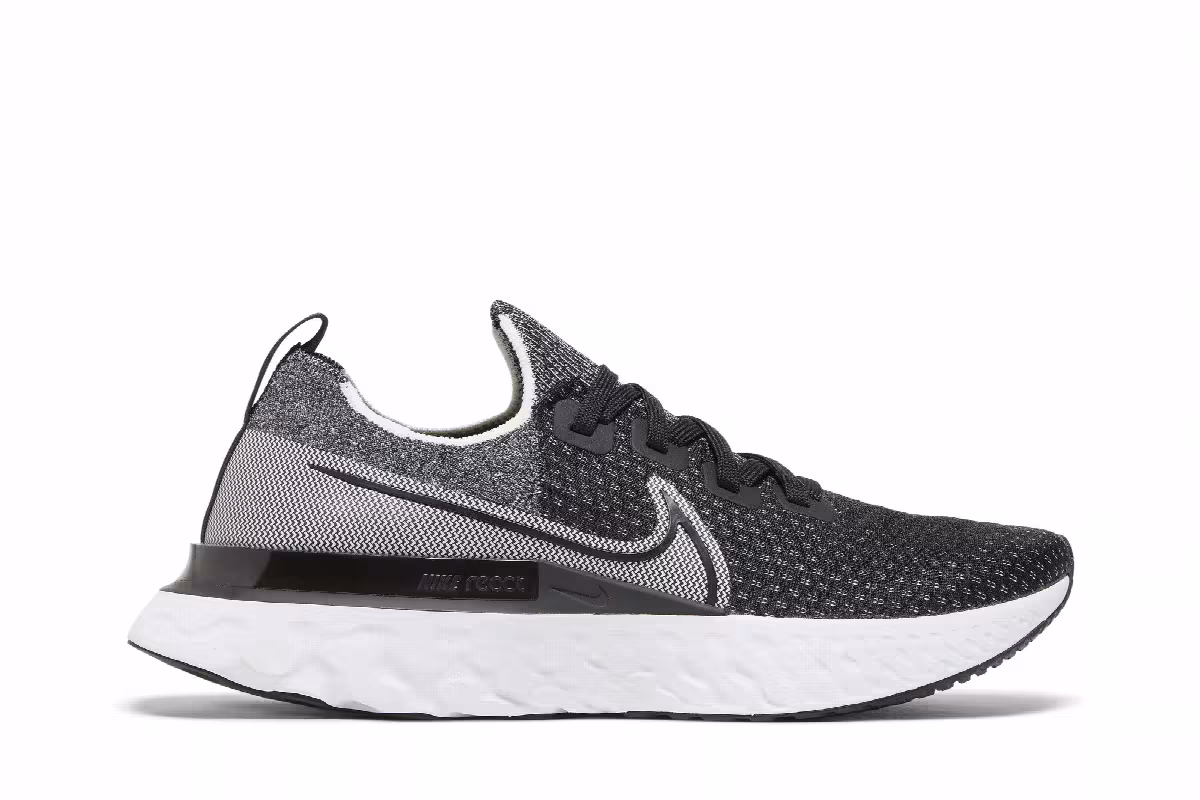 Nike React Infinity Run Flyknit Black White, view 2