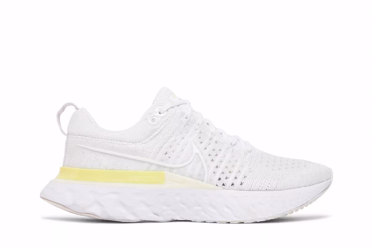 Nike Women's React Infinity Run Flyknit 2 White Light Citron, view 2