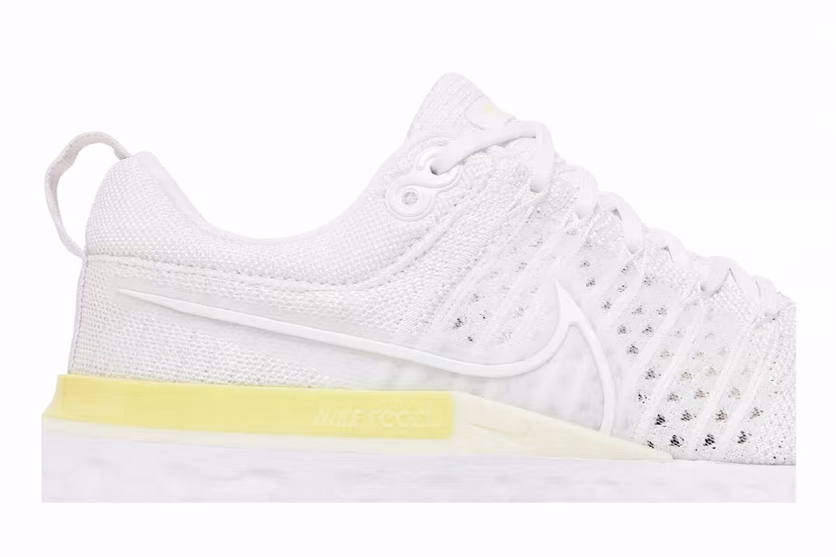 Nike Women's React Infinity Run Flyknit 2 White Light Citron, view 3