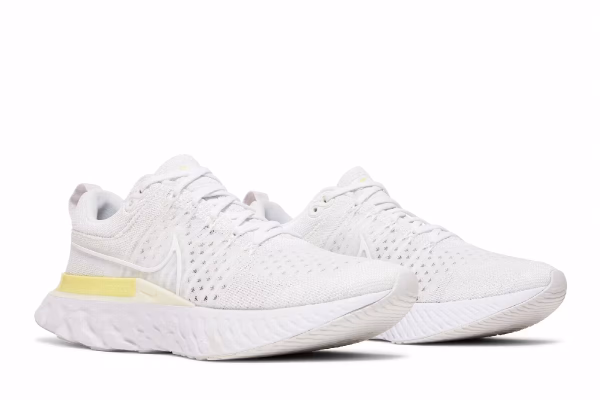 Nike Women's React Infinity Run Flyknit 2 White Light Citron, view 9