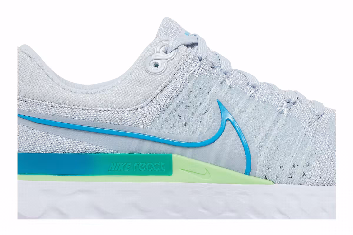 Nike React Infinity Run Flyknit 2 Pure Platinum Emerald Laser Blue, view 3