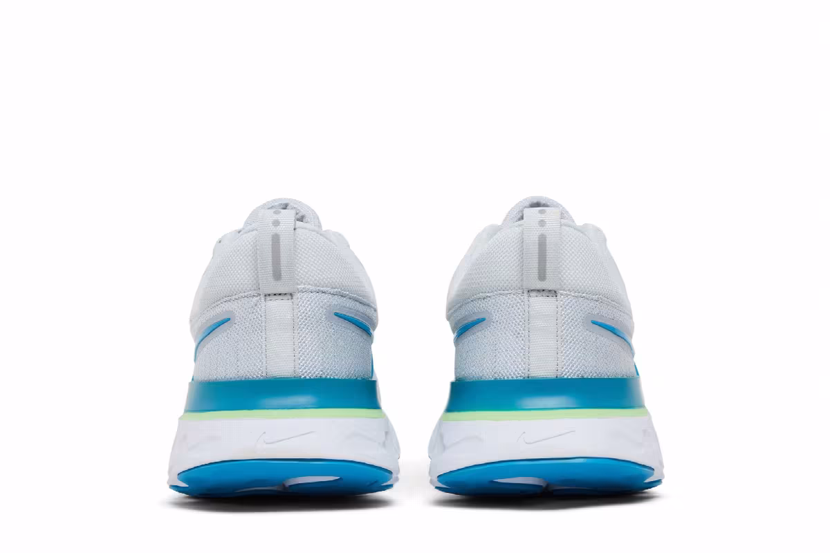 Nike React Infinity Run Flyknit 2 Pure Platinum Emerald Laser Blue, view 7