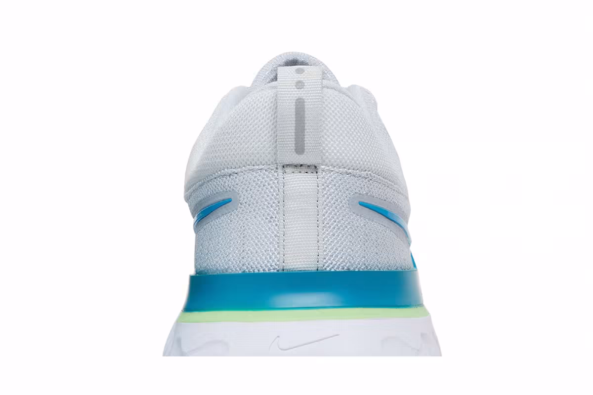 Nike React Infinity Run Flyknit 2 Pure Platinum Emerald Laser Blue, view 8