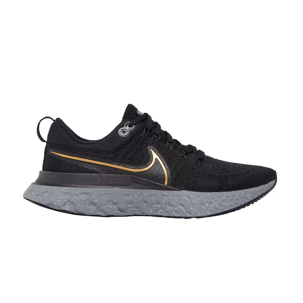 Nike React Infinity Run Flyknit 2 Black Metallic Gold