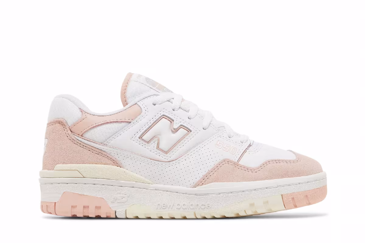 New Balance Women's 550 Pink Sand White, view 2