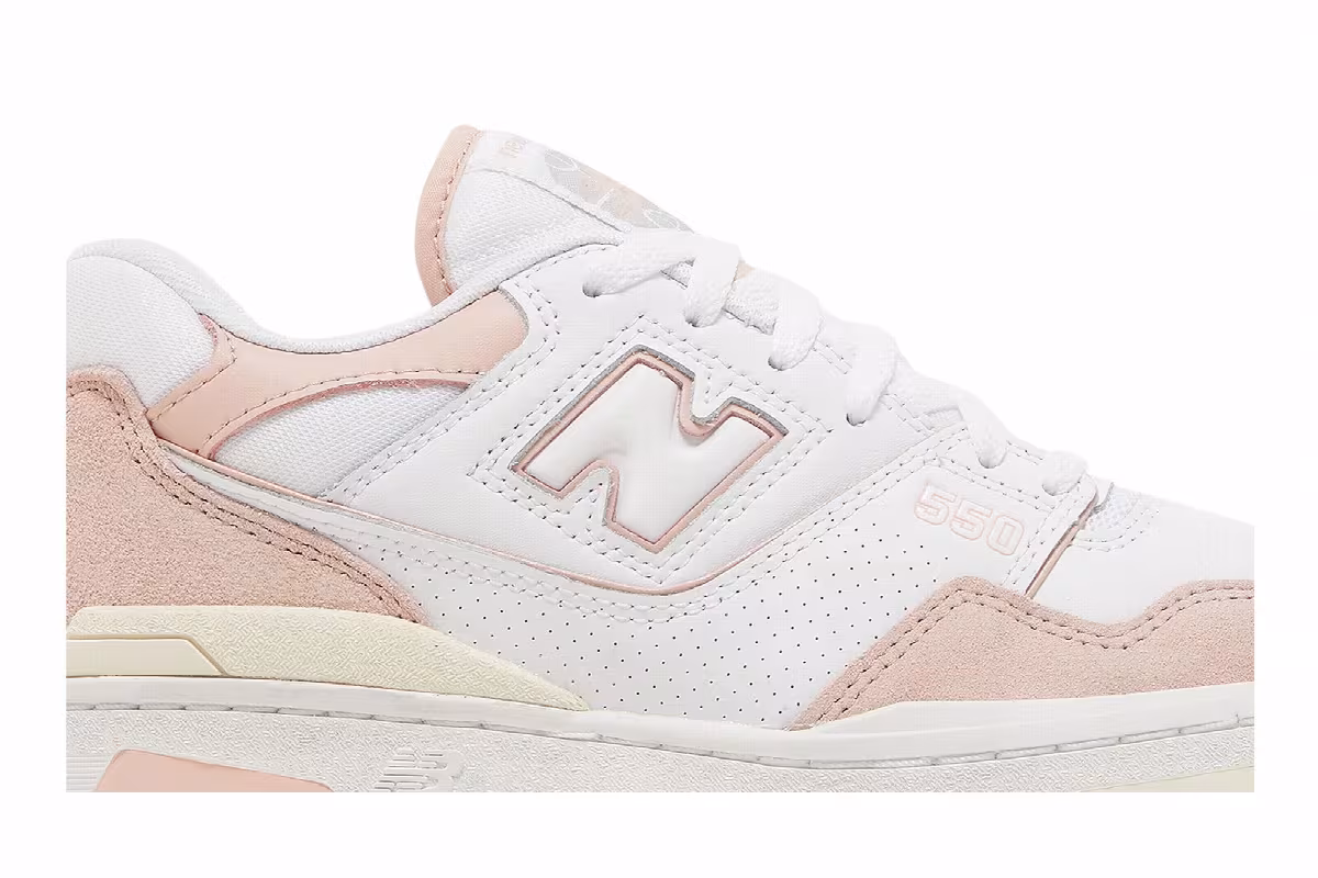 New Balance Women's 550 Pink Sand White, view 3