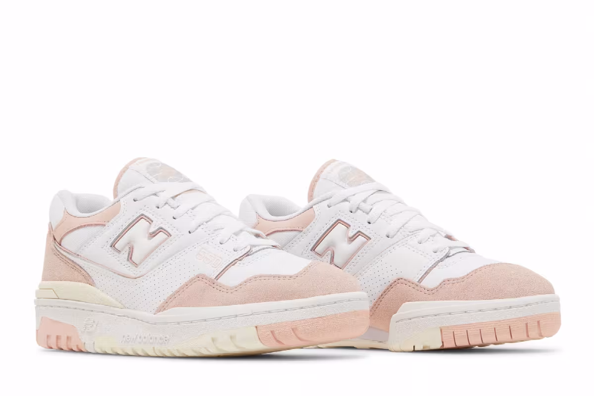 New Balance Women's 550 Pink Sand White, view 9