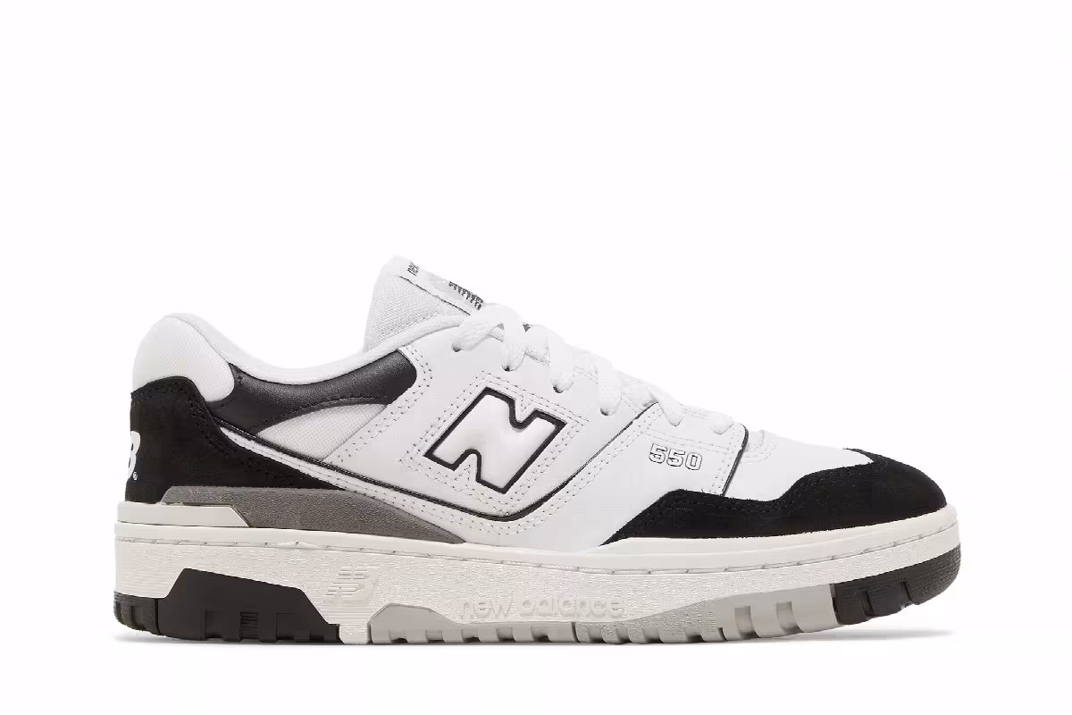 New Balance 550 Big Kid White Black Rain Cloud, view 2