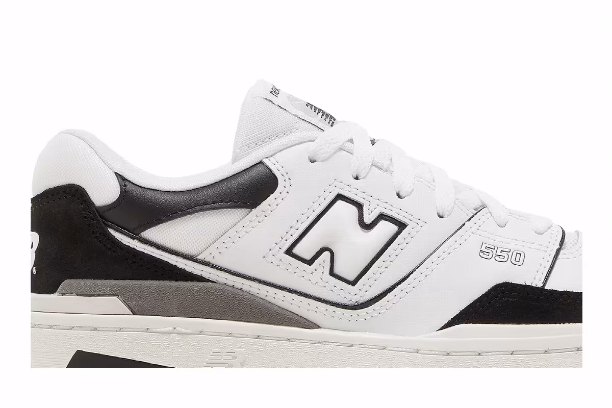 New Balance 550 Big Kid White Black Rain Cloud, view 3