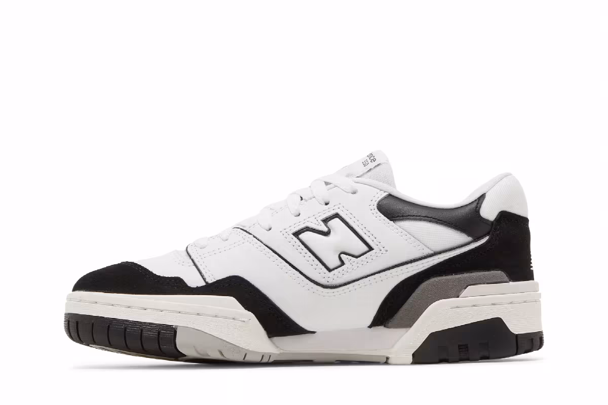New Balance 550 Big Kid White Black Rain Cloud, view 4