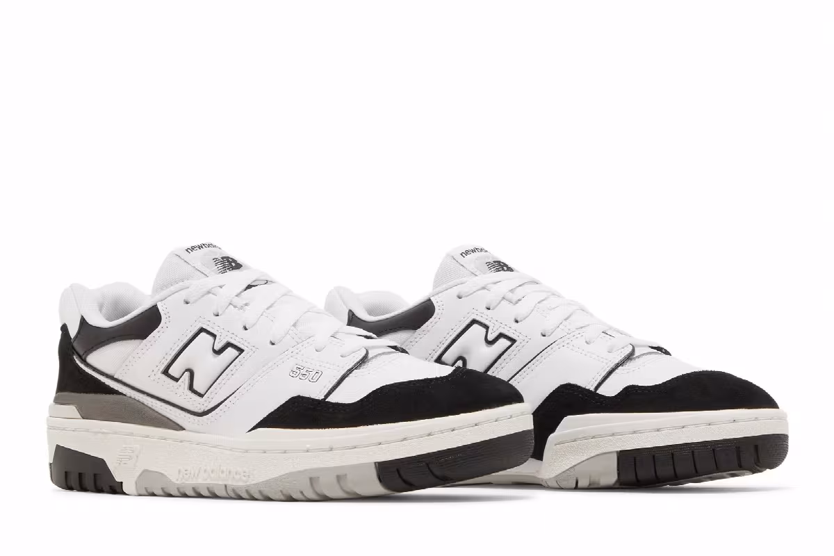 New Balance 550 Big Kid White Black Rain Cloud, view 9