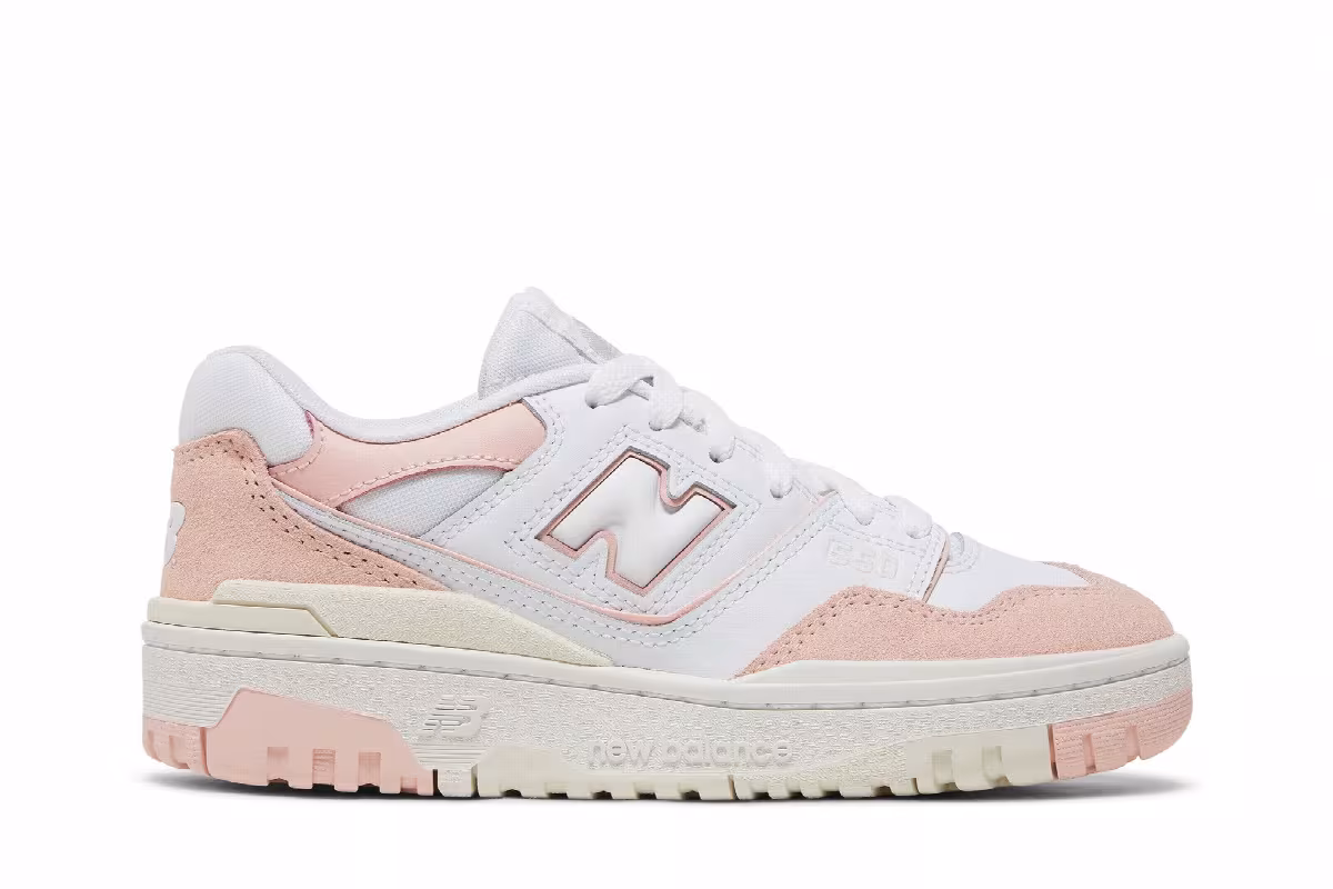 New Balance 550 Big Kid Pink Sand White, view 2