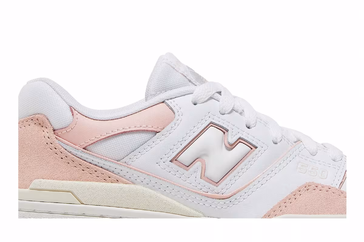 New Balance 550 Big Kid Pink Sand White, view 3