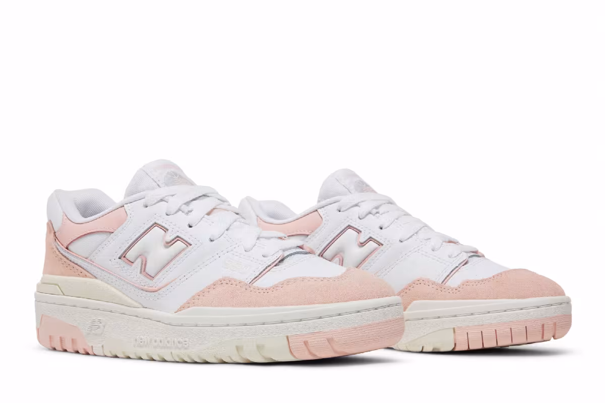 New Balance 550 Big Kid Pink Sand White, view 9