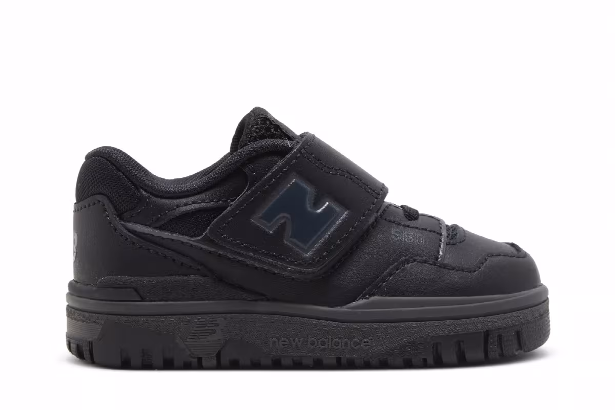 New Balance 550 Bungee Lace Toddler Triple Black, view 2