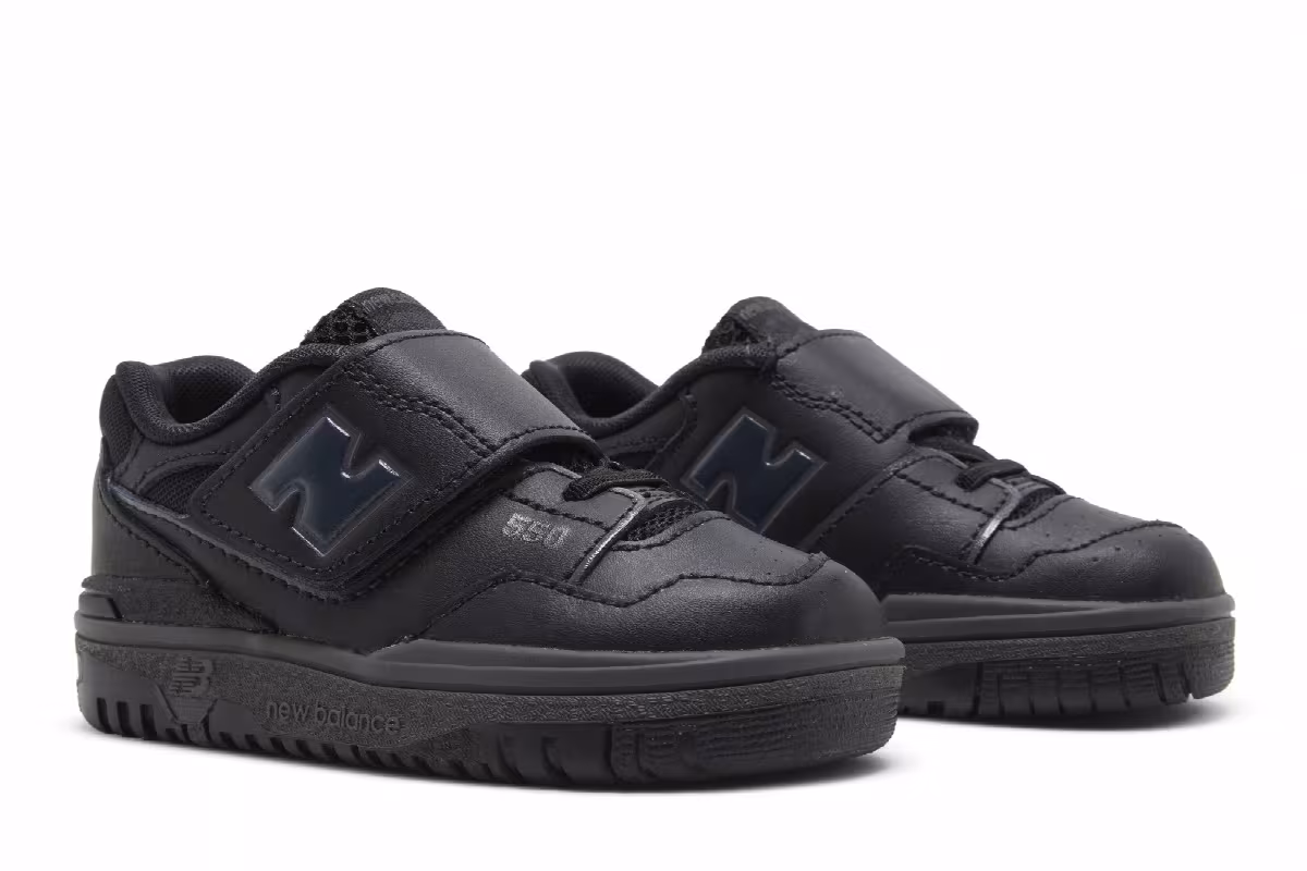 New Balance 550 Bungee Lace Toddler Triple Black, view 9
