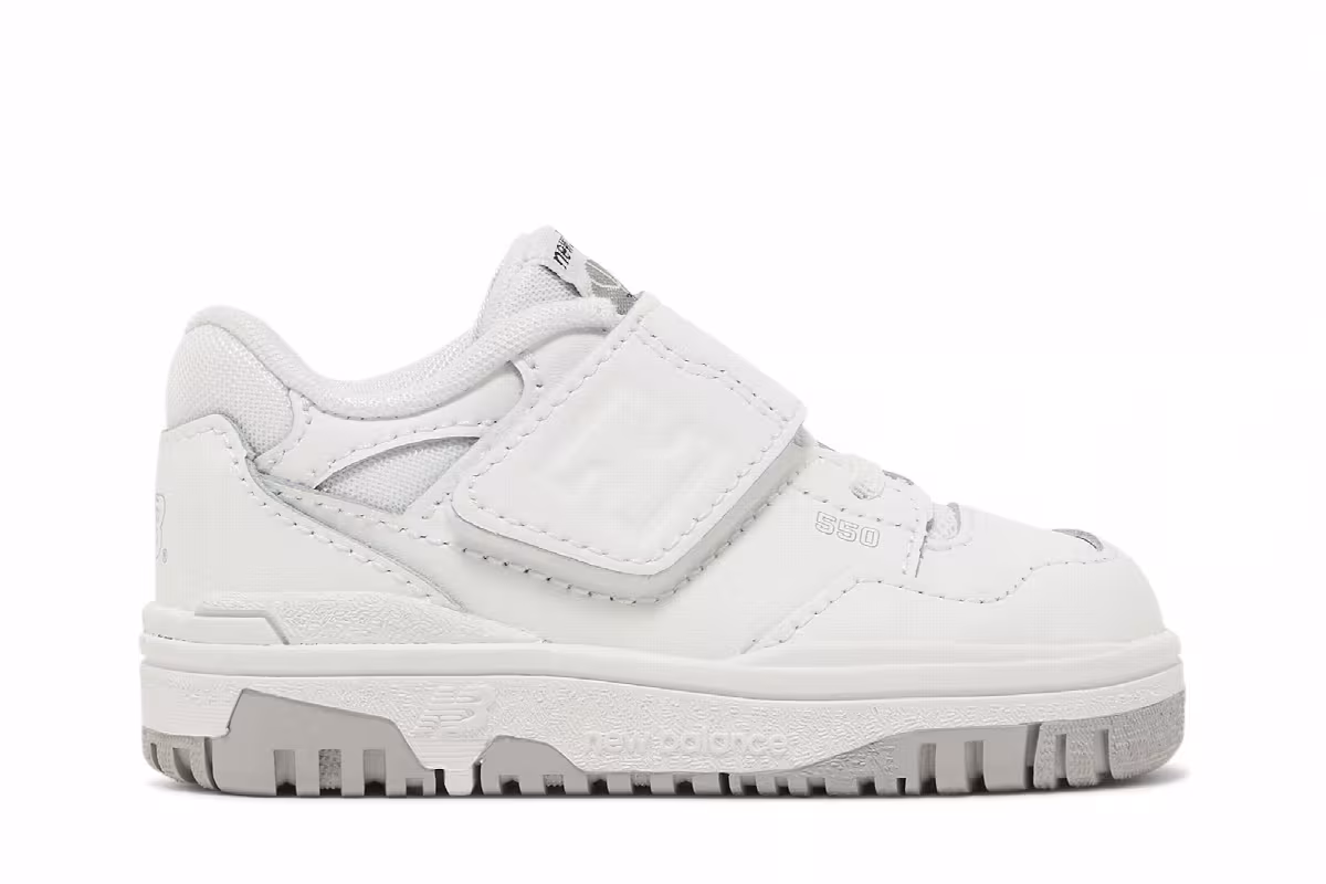 New Balance 550 Bungee Lace Toddler White Grey, view 2