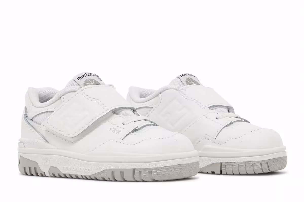 New Balance 550 Bungee Lace Toddler White Grey, view 9