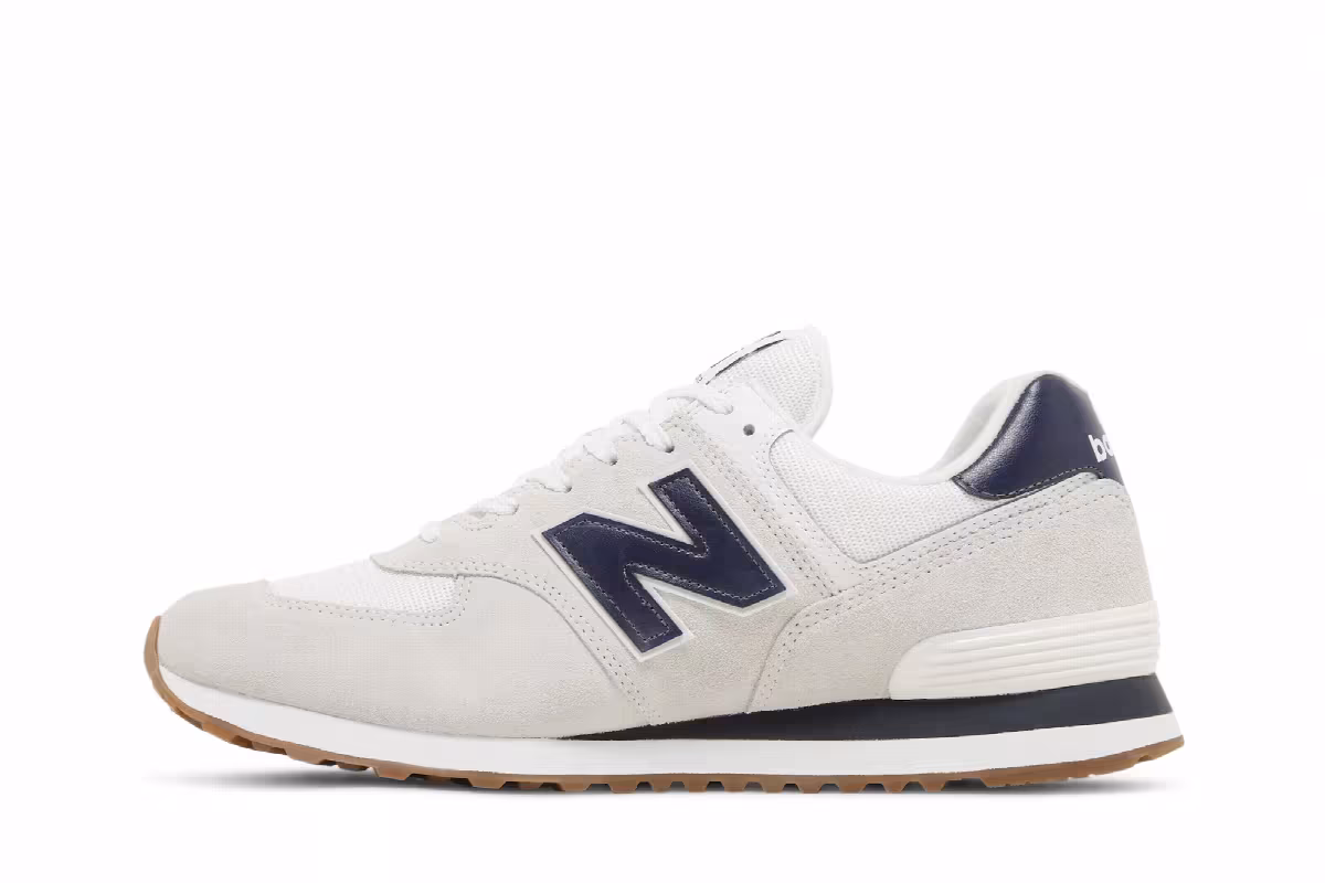 New Balance 574 White Navy Gum, view 4