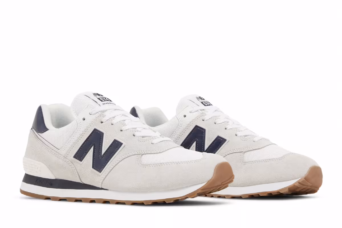 New Balance 574 White Navy Gum, view 9