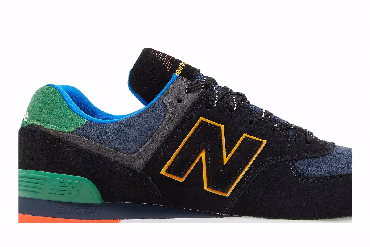 New Balance 574 Black Varsity Green, view 3