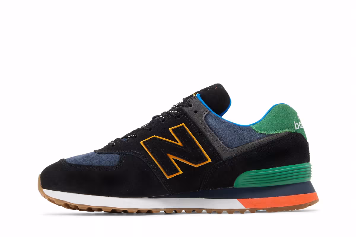 New Balance 574 Black Varsity Green, view 4
