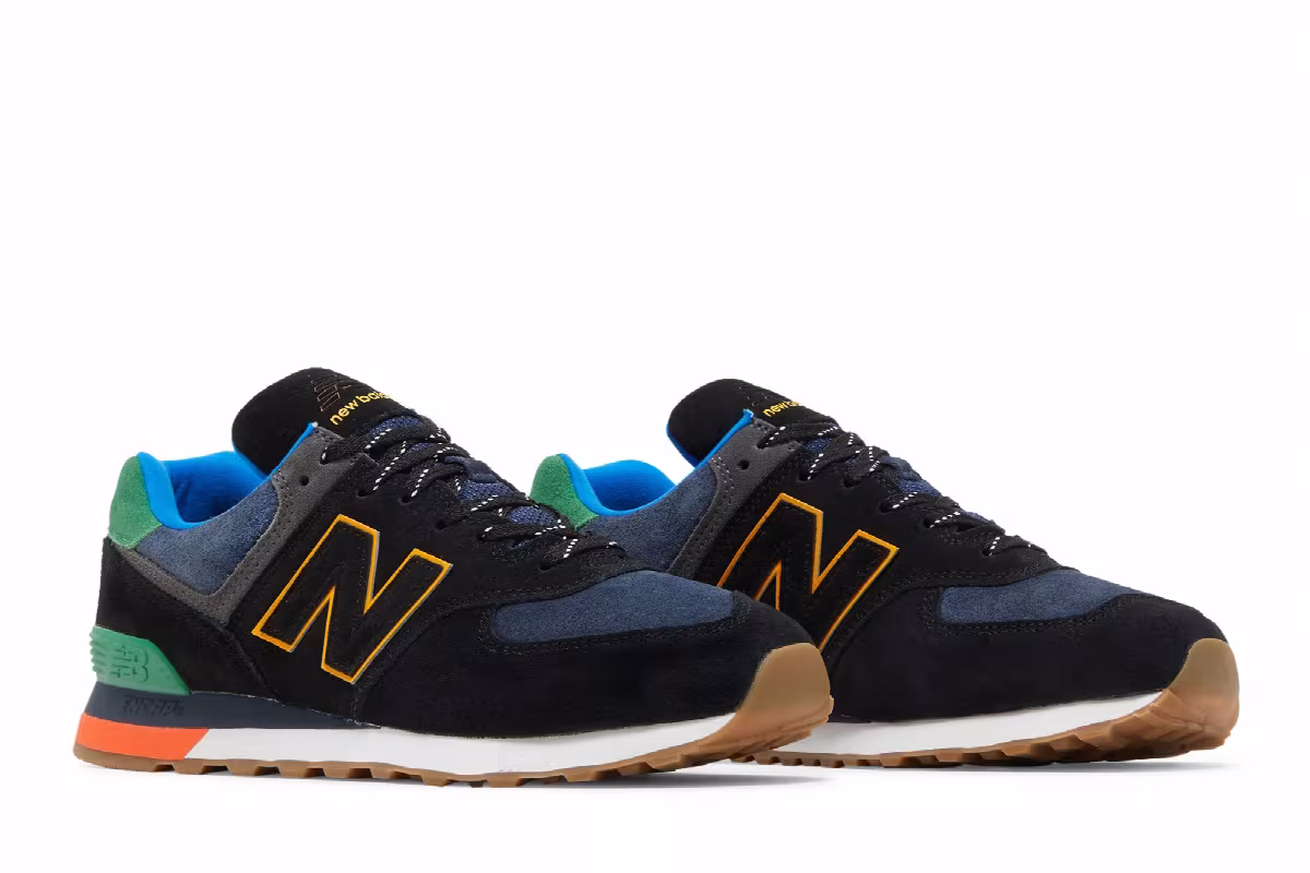 New Balance 574 Black Varsity Green, view 9