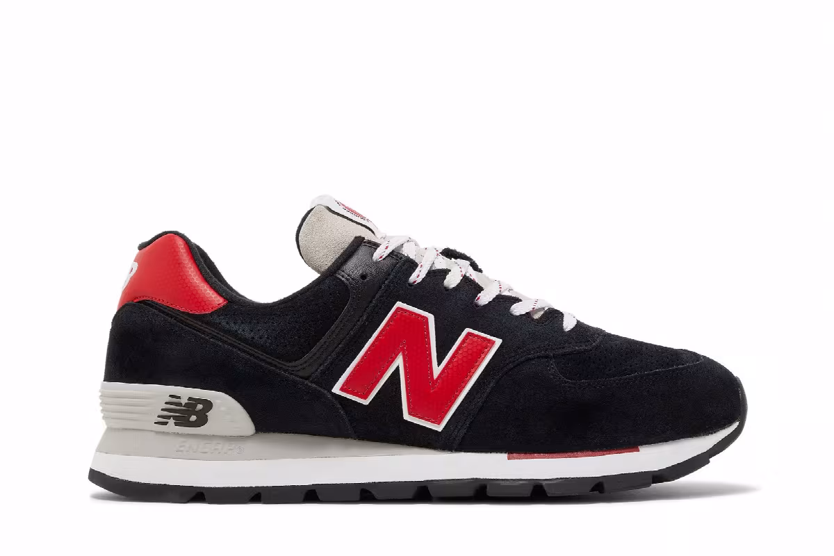 New Balance 574 Rugged Black Red, view 2